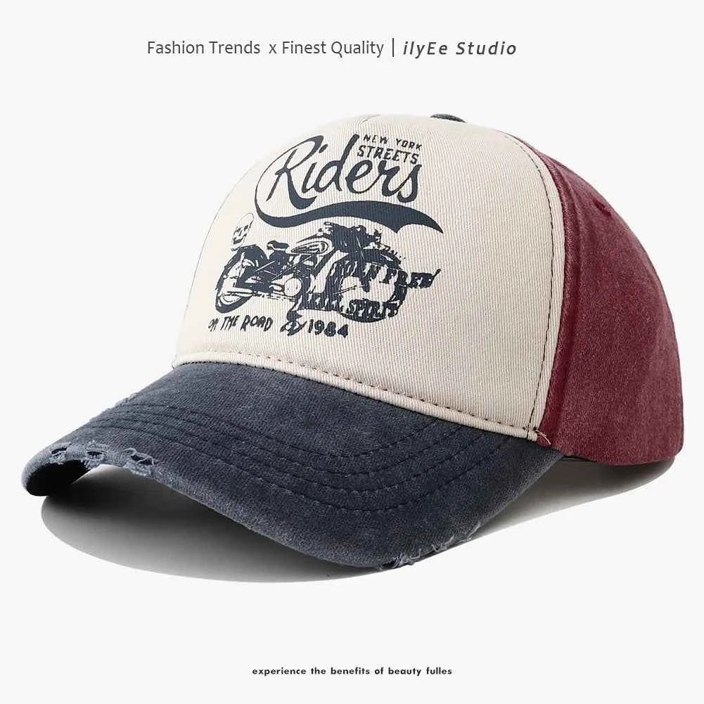 New Washed Cotton Baseball Cap for Women Men Adjustable Snapback Hats Motorcycle Print Hip Hop Dad Hat Men's Summer Cap
