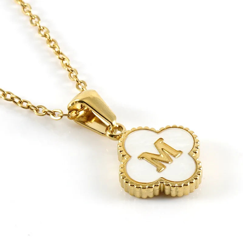 Elegant Initial Letter Necklace - Lucky Shell Gold Pendant