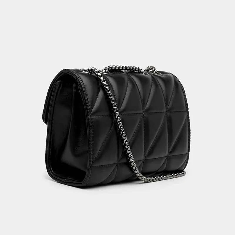 Luxury Leather Chain Crossbody Bag - Elegant Designer Handbag