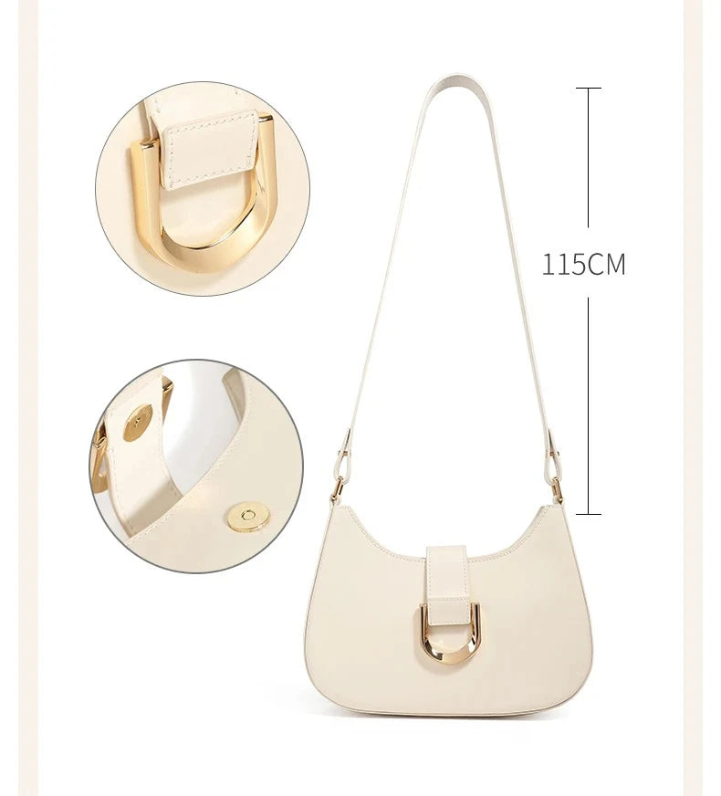 Elegant Crescent Shoulder Bag - Luxury PU Leather