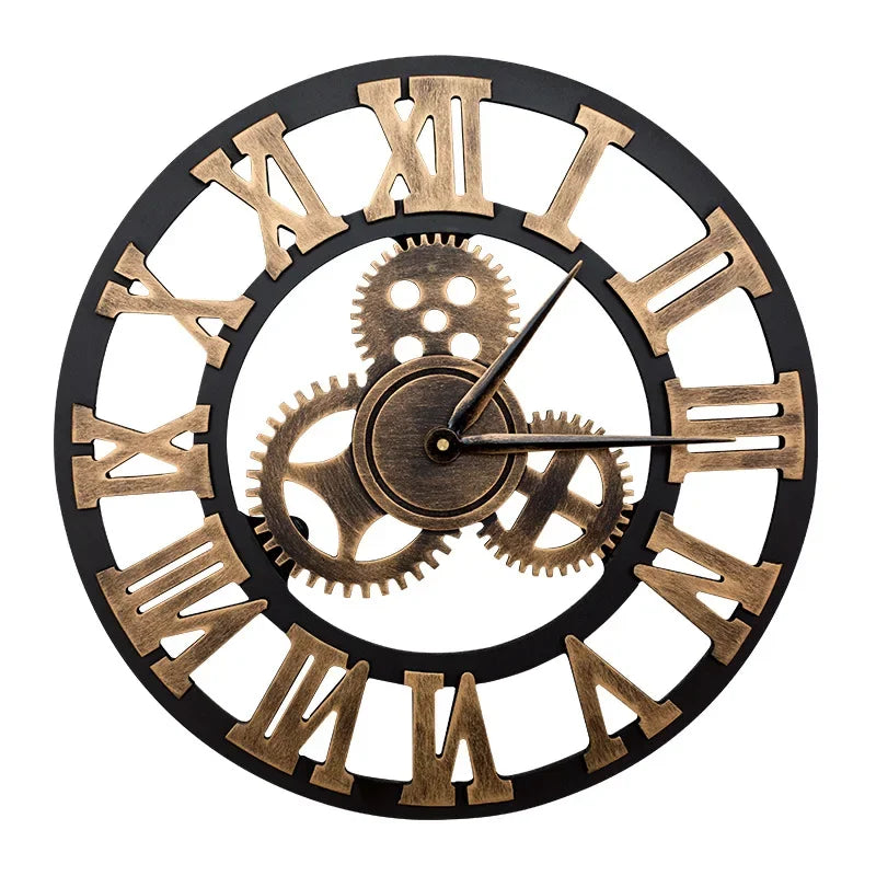 Premium Industrial Gear Wall Clock - Moving Metal Decor