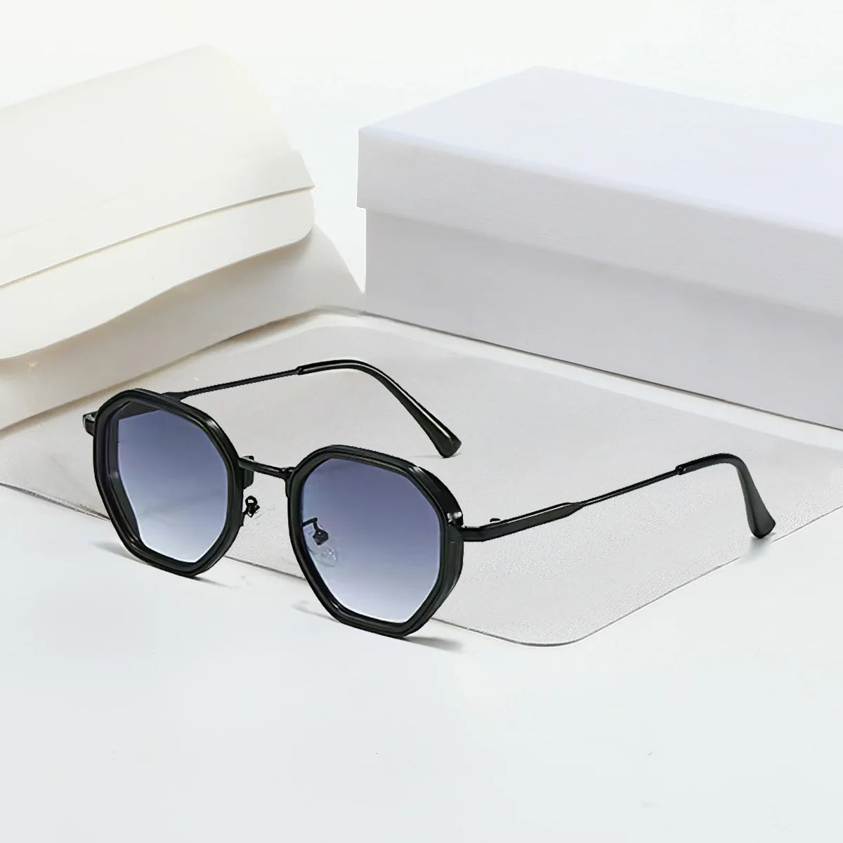 Modern Vintage Sunglasses for Women - Octagonal Golden Edging