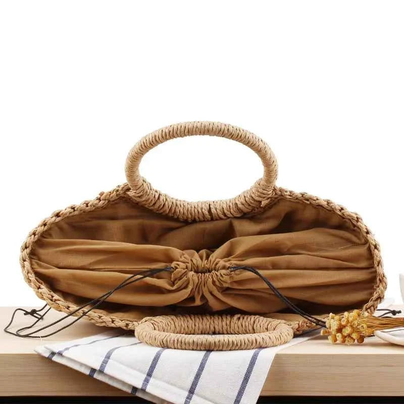 Elegant Women's Straw Tote - Handmade Beach Weaver