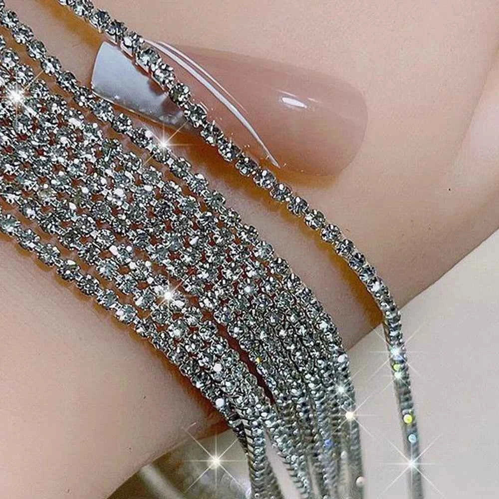 Luxury Crystal Chain Nail Charms - Rhinestone Diamond Art