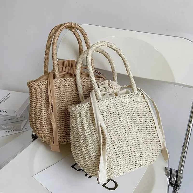 Elegant Straw Clutch - Retro Woven Rattan Bag