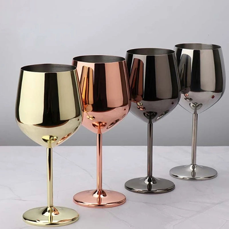 Unbreakable metal champagne glass - elegant 500ML stainless steel goblet in a sleek, tall design