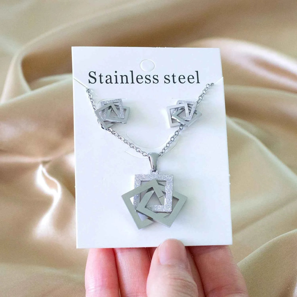Luxury Stainless Steel Jewelry Set - Minimalist Choker & Earrings