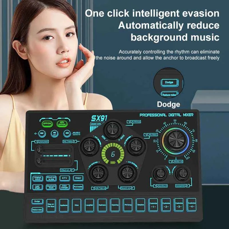 Professional USB Sound Mixer Console for Live Streaming & Audio