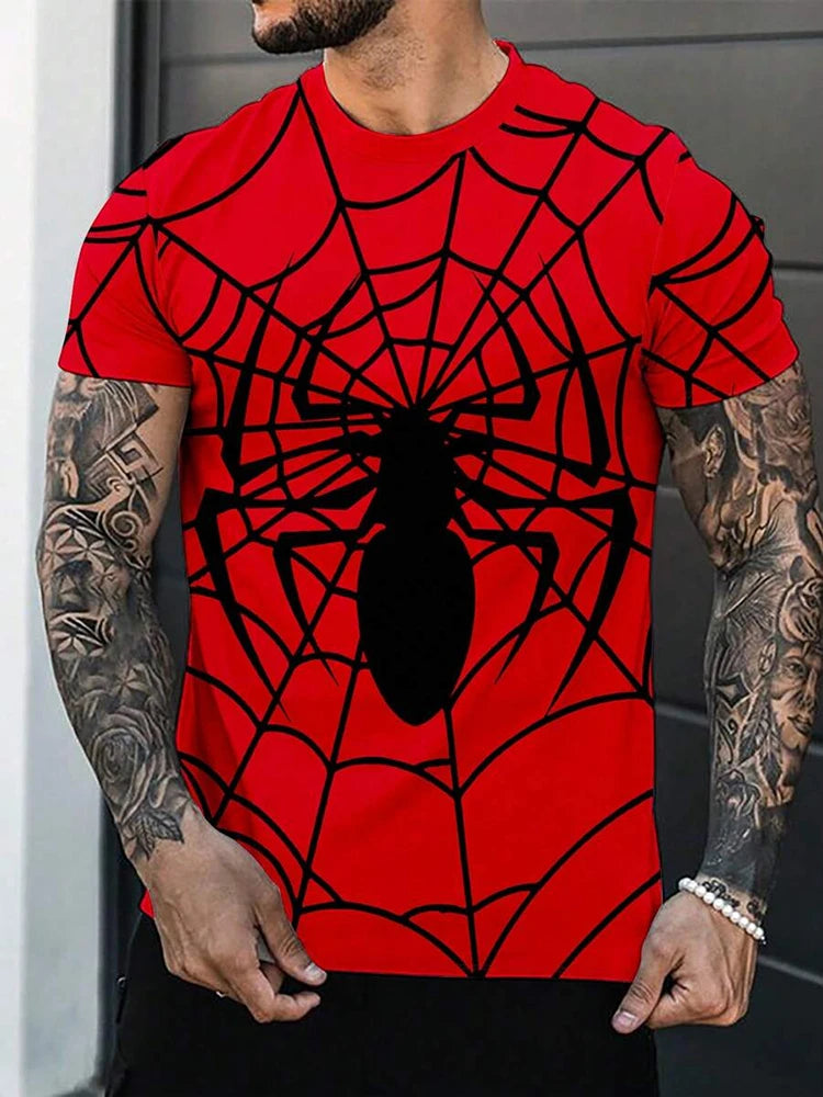 Premium Spider Print Men's T-Shirt - Streetwear Short Sleeve Tee