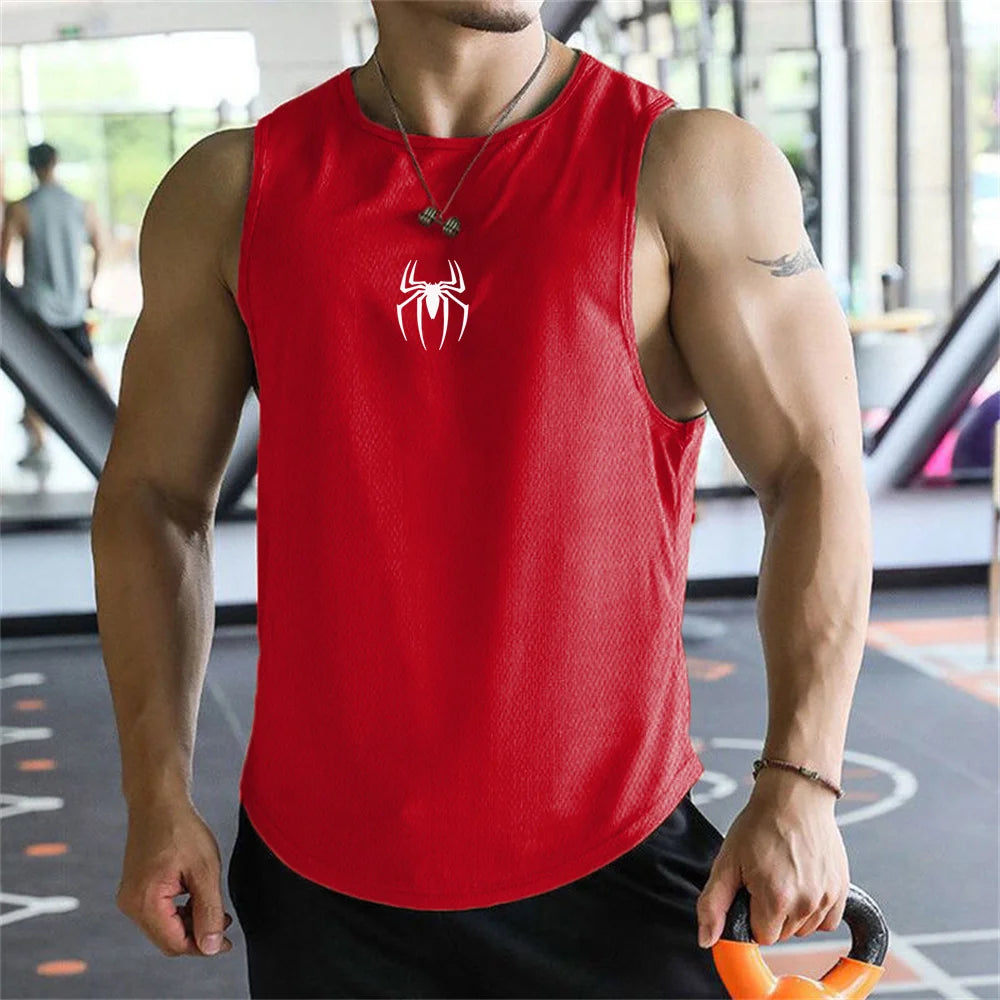 Ultimate Muscle Tank Top - Breathable Spider Print Gym Shirt