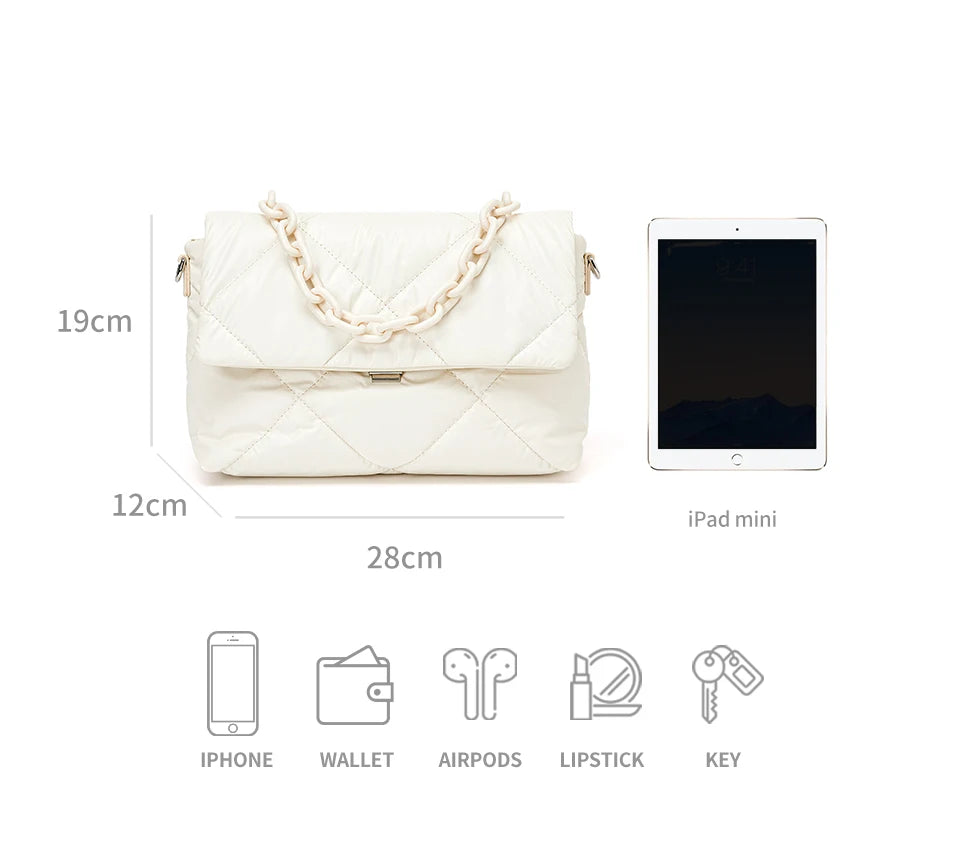 Elegant Women Crossbody Bag - Feather Down Padded