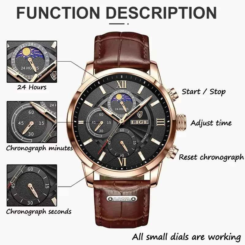Luxury Men's Quartz Watch - Premium Leather Wristwatch