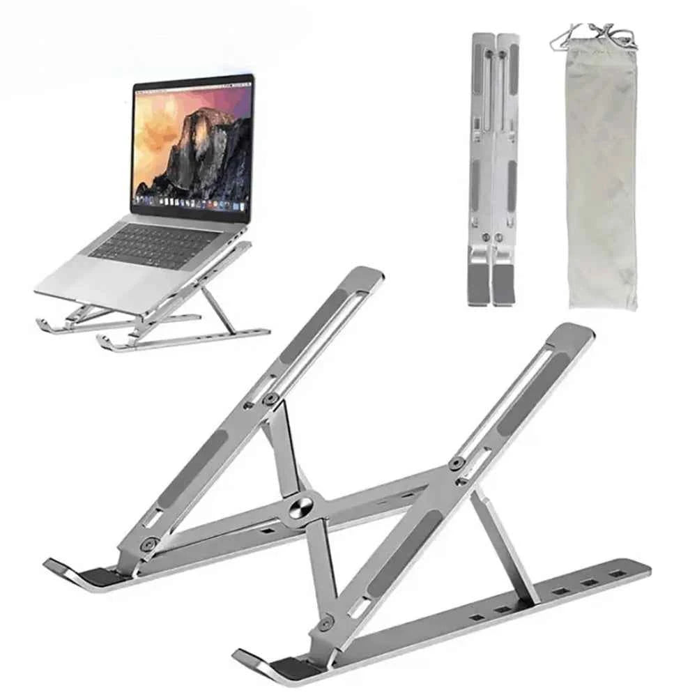 Adjustable laptop stand - portable and foldable ABS plastic in black