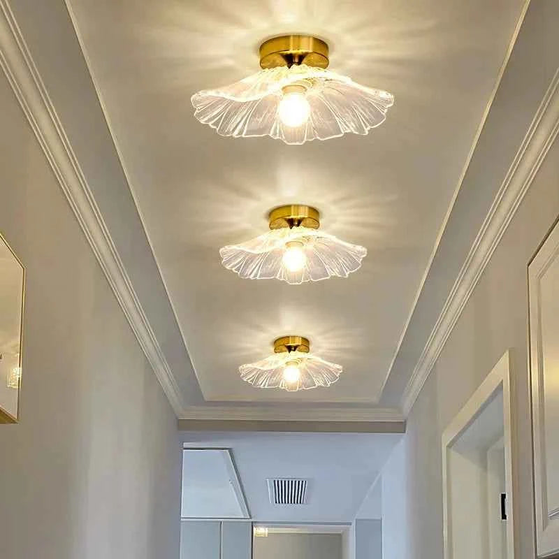 Luxury Flower Glass LED Ceiling Light - Elegant Corridor & Hallway Fixture