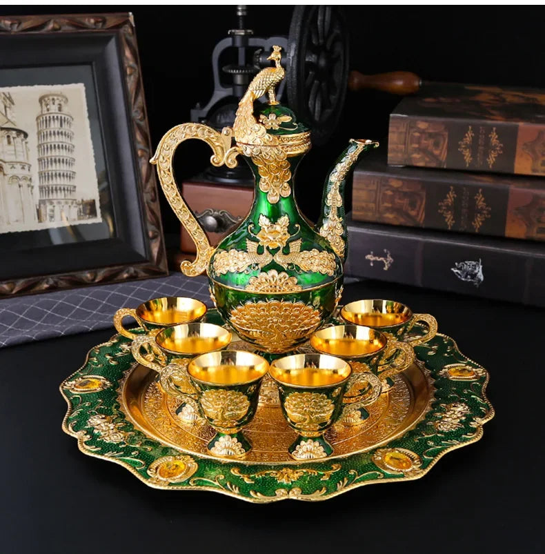 Elegant European Metal Wine Set - Retro Home Decor