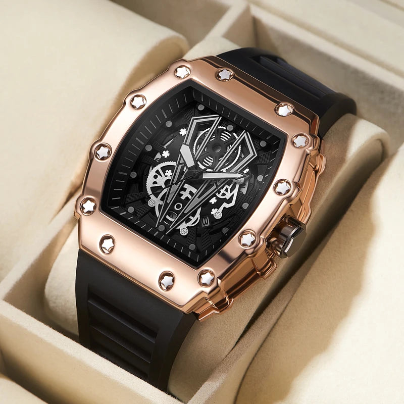 Premium Men's Square Quartz Watch - Waterproof & Luminous