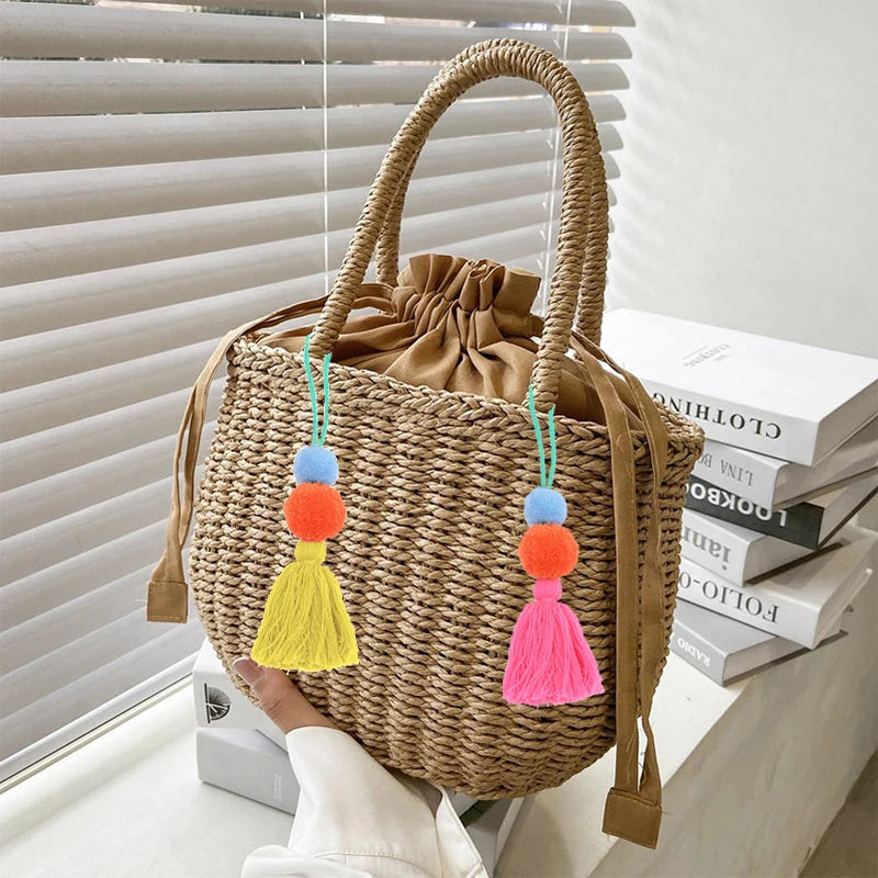 Elegant Straw Clutch - Retro Woven Rattan Bag