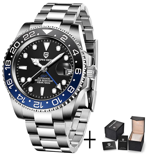 Luxury Automatic GMT Watch - 40mm Sapphire & Steel