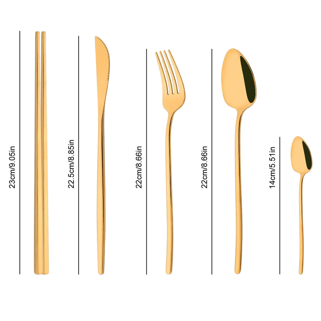 Premium Luxury Stainless Steel Cutlery Set - 8-Piece Korean Dinnerware