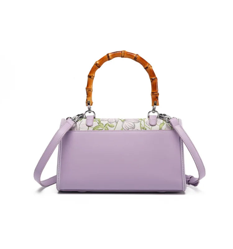 Elegant Embroidered Bamboo Handbag - Chinese Style