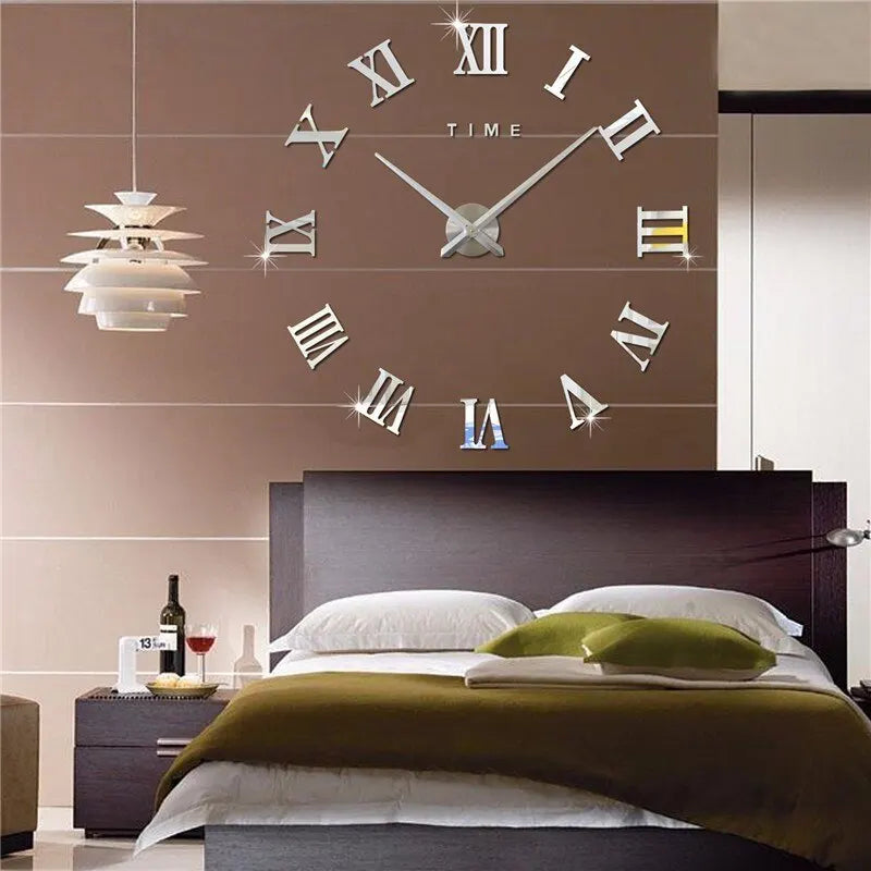 Elegant Acrylic Roman Numeral Wall Clock - DIY Mirror Design