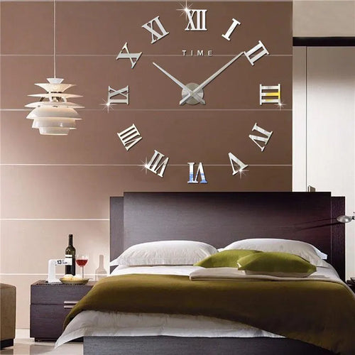Elegant Acrylic Roman Numeral Wall Clock - DIY Mirror Design