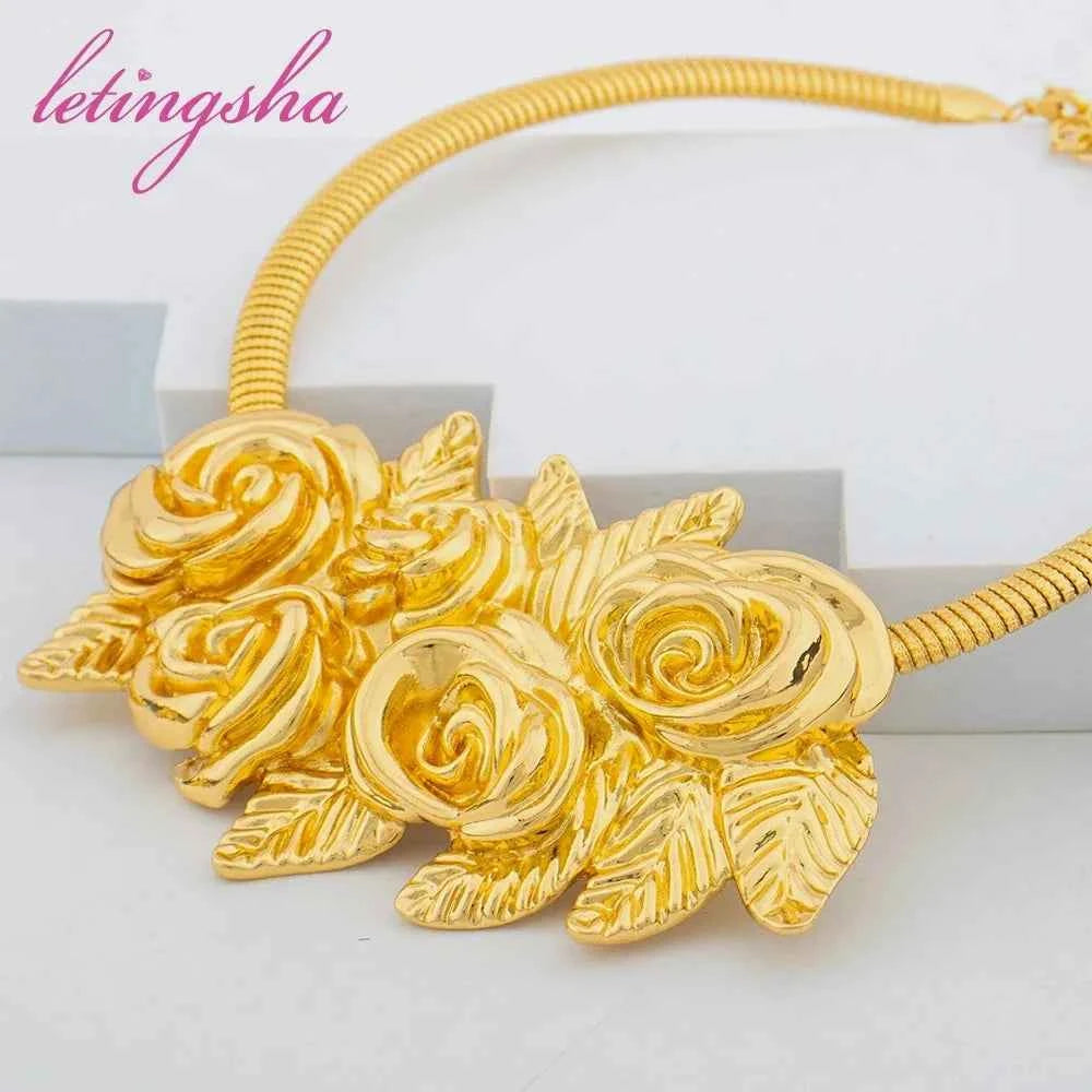 Elegant Plated Jewelry Set - Necklace, Earrings, Ring, Bracelet