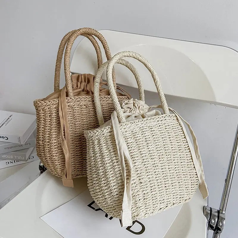 Elegant Straw Clutch - Retro Woven Rattan Bag