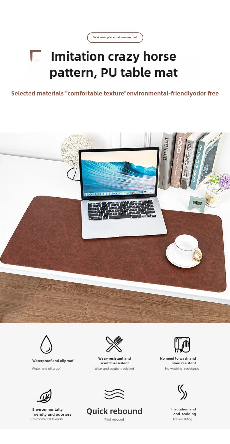 Premium Waterproof Desk Pad - Non-slip PU Leather Mat