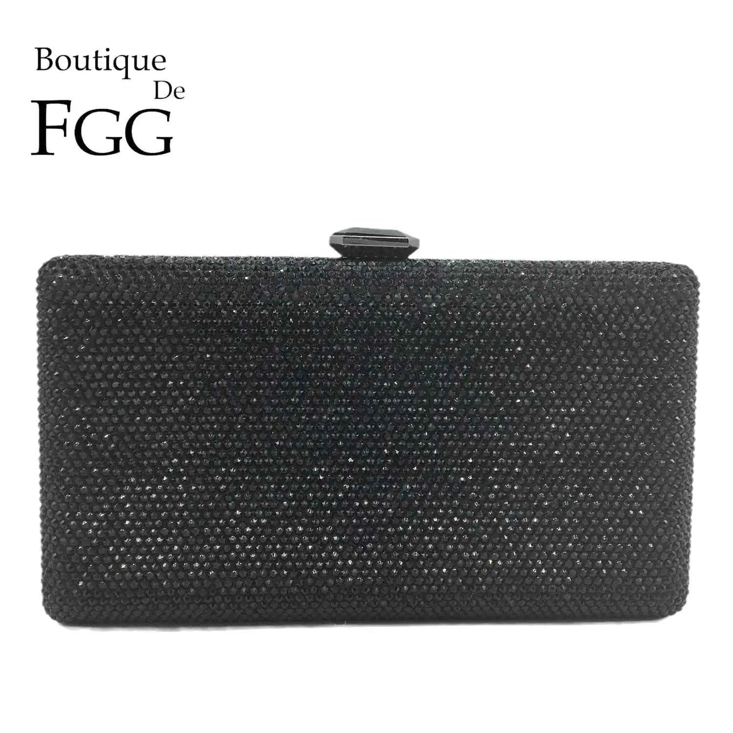 Elegant Crystal Evening Clutch - Luxury Rhinestone Box Handbag