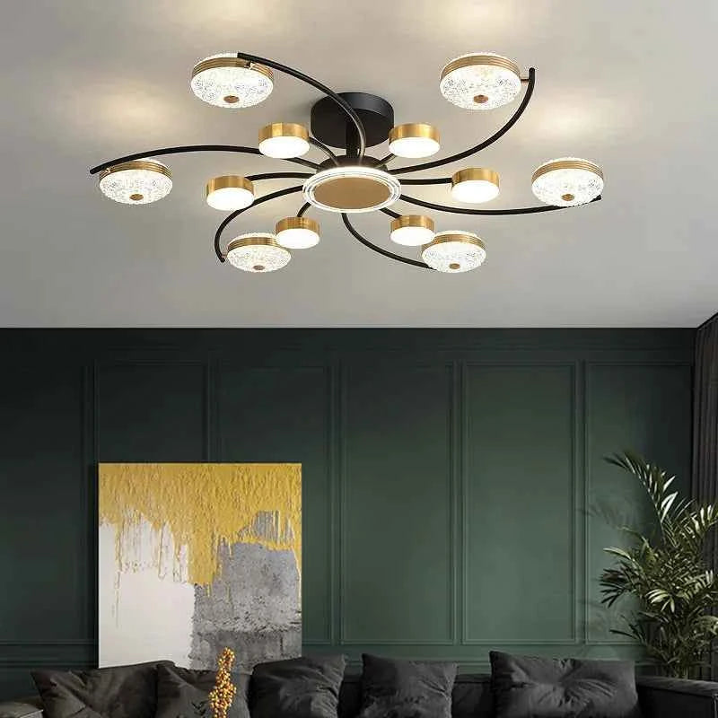 Luxury Crystal Ceiling Chandelier - Nordic Gold Living Room Light