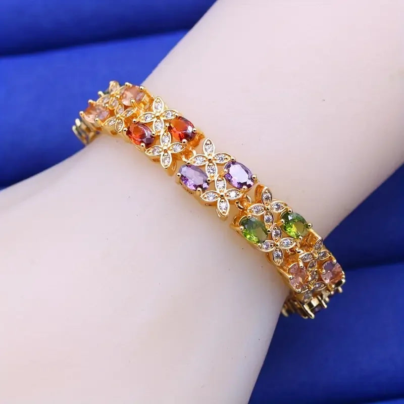 Elegant Vintage Luxury Tennis Bracelet - Multicolor Zirconia
