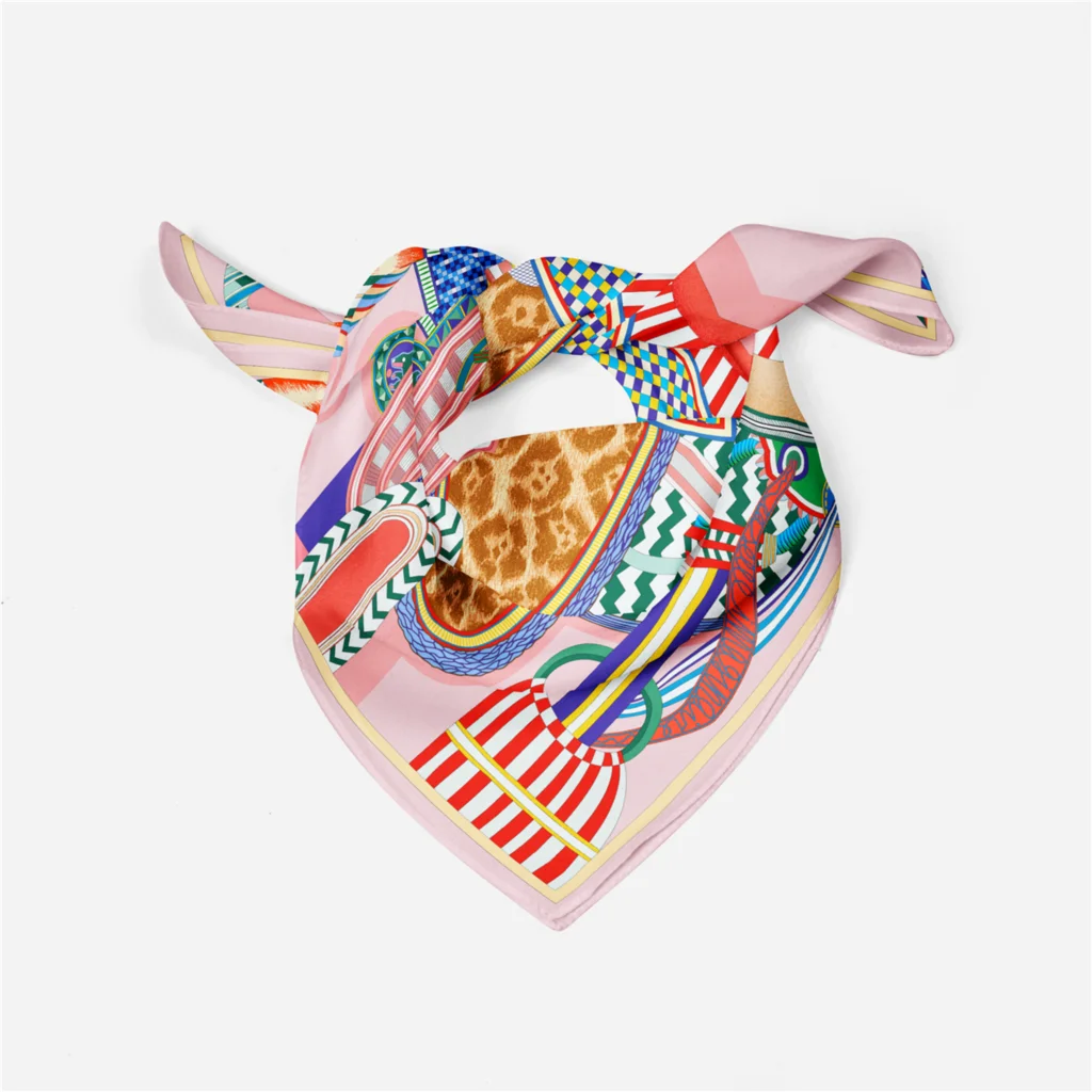 Luxury Square Silk Scarf - Designer Neckerchief & Headband