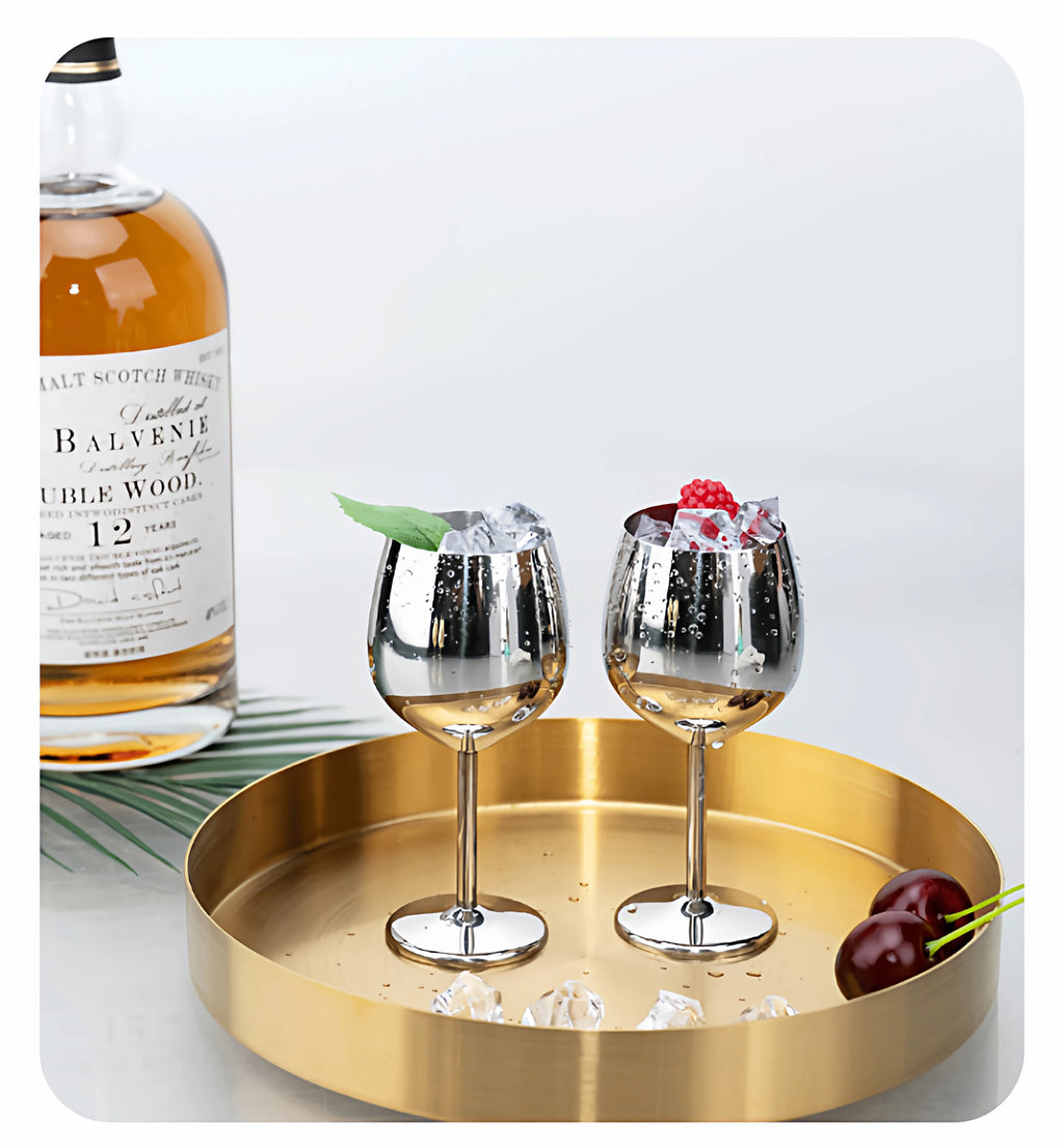 Elegant Stainless Steel Wine Goblet - Durable Metal Cup