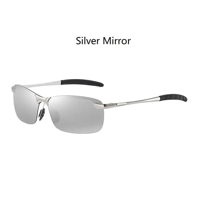 Classic Polarized Men's Sunglasses - Retro Half Frame Designer Eyewear