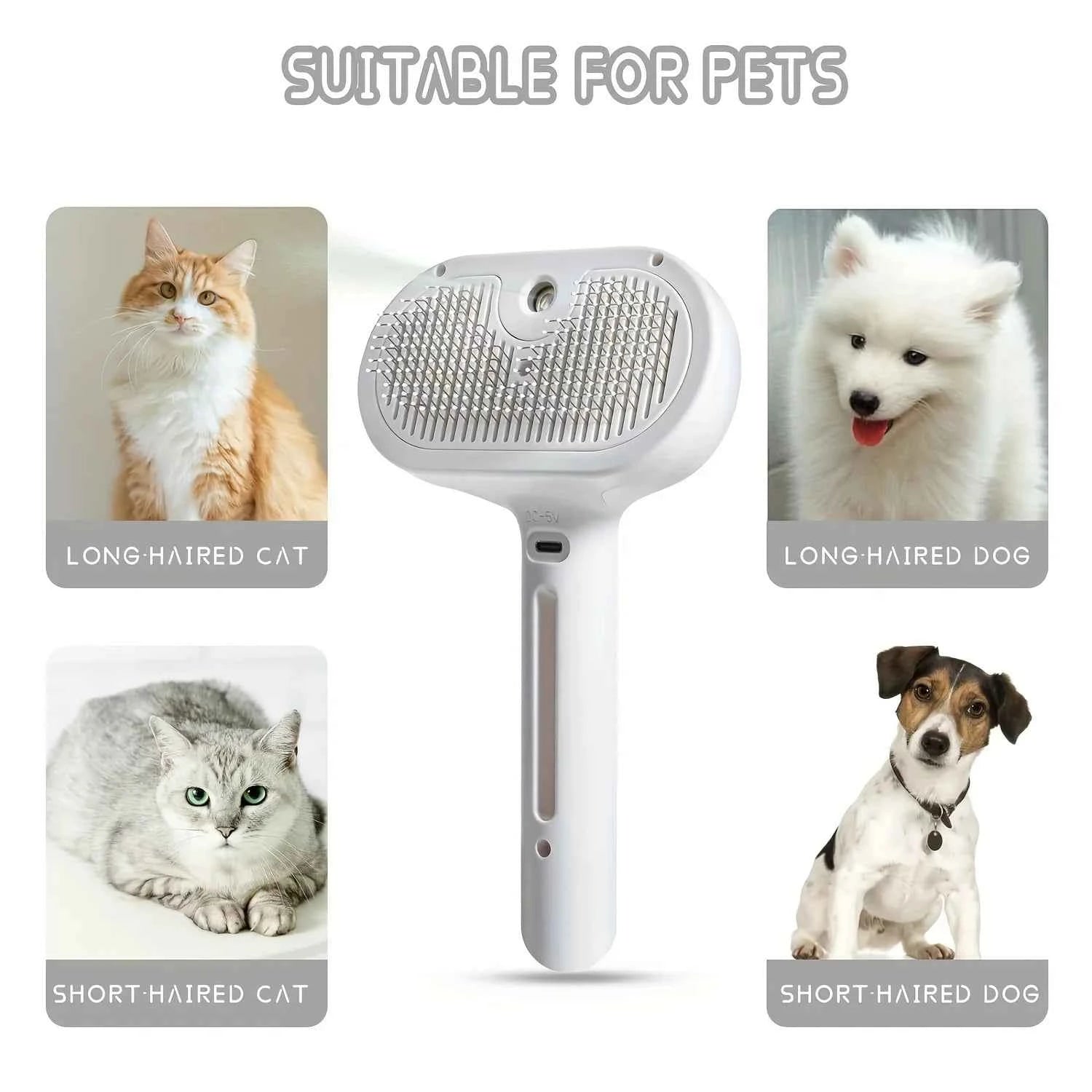 Pet Spray Hair Comb Pet Hair Remover Cleaning Brush Cats Grooming Dog Accessories Tools Dematting Water Mist Humidifier Comb