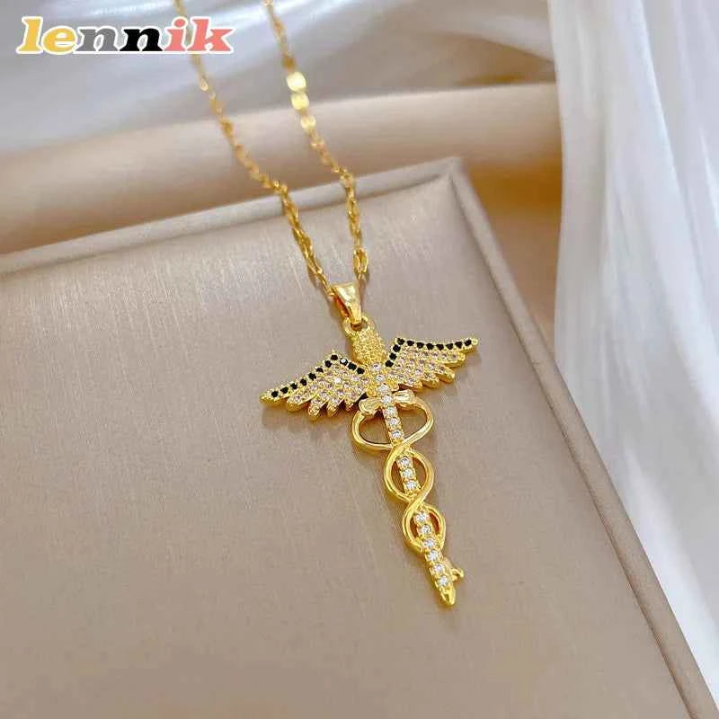 Rotating Angel Scepter Necklace - Luxury Titanium Jewelry