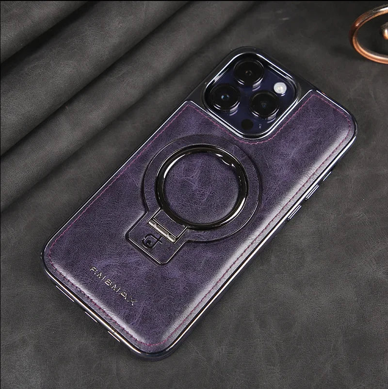 Premium Leather iPhone Case - Magnetic & Kickstand