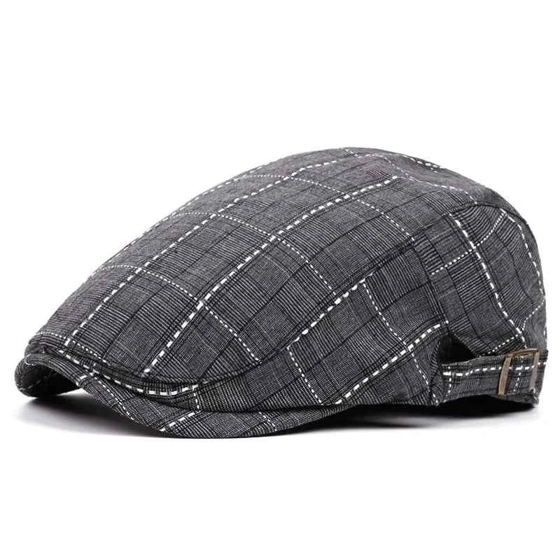 Elegant Plaid Beret - British Retro Style