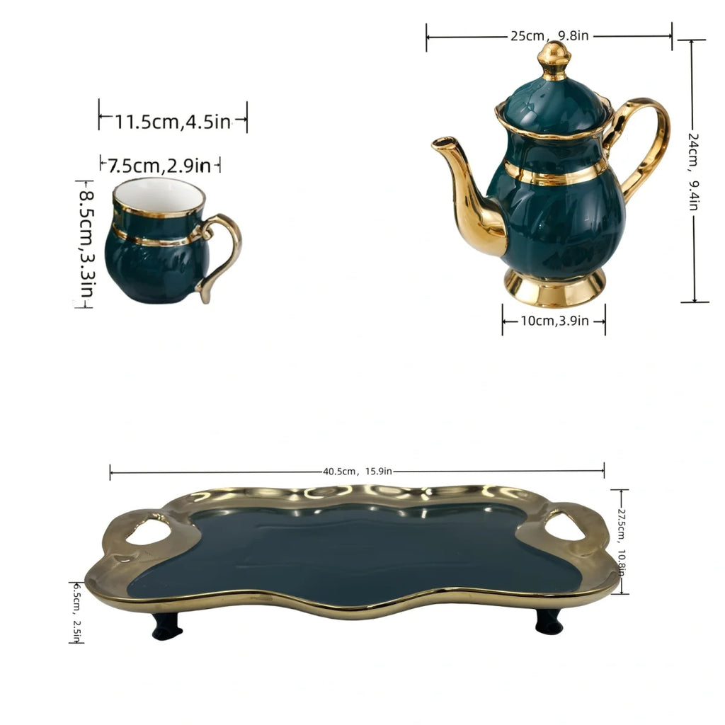 Luxury Ceramic Dinnerware Set - English Gold Green