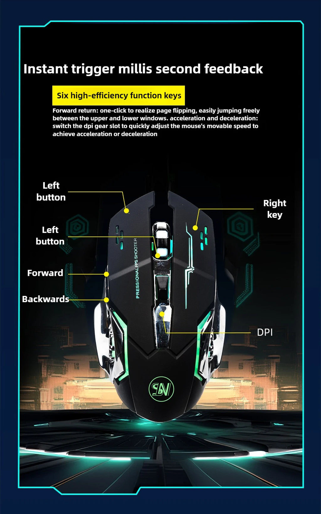 Premium Wireless Gaming Mouse - Rechargeable with RGB Backlight