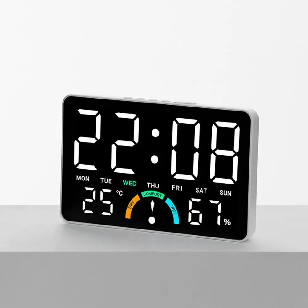 Premium Digital LED Wall Clock - Voice Control & Temperature Display
