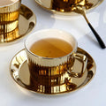 Gold plated ceramic cup & saucer set - elegant 250ml white cup with gold rim