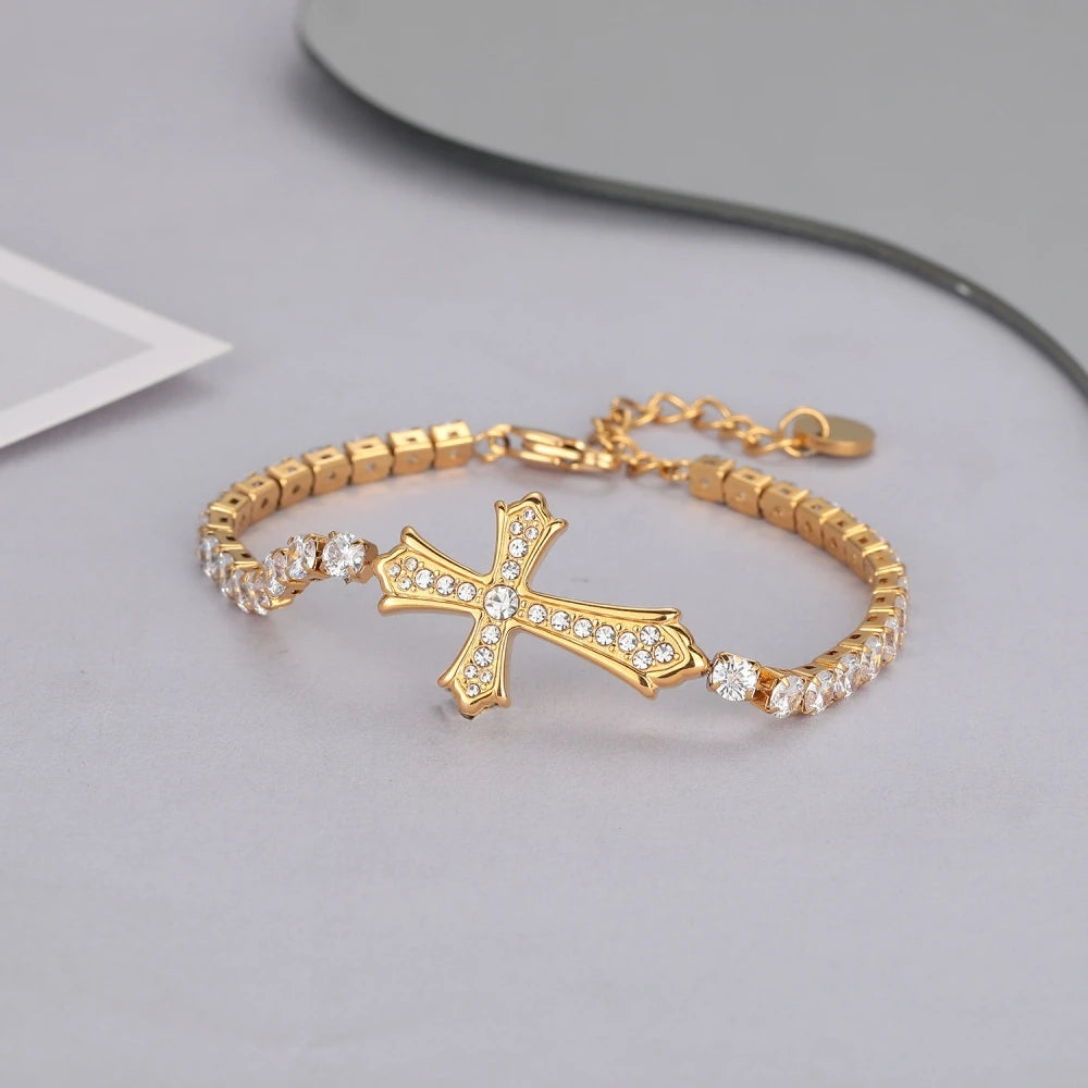 Premium Titanium Steel Cross Bracelet - Non-Fading & Adjustable