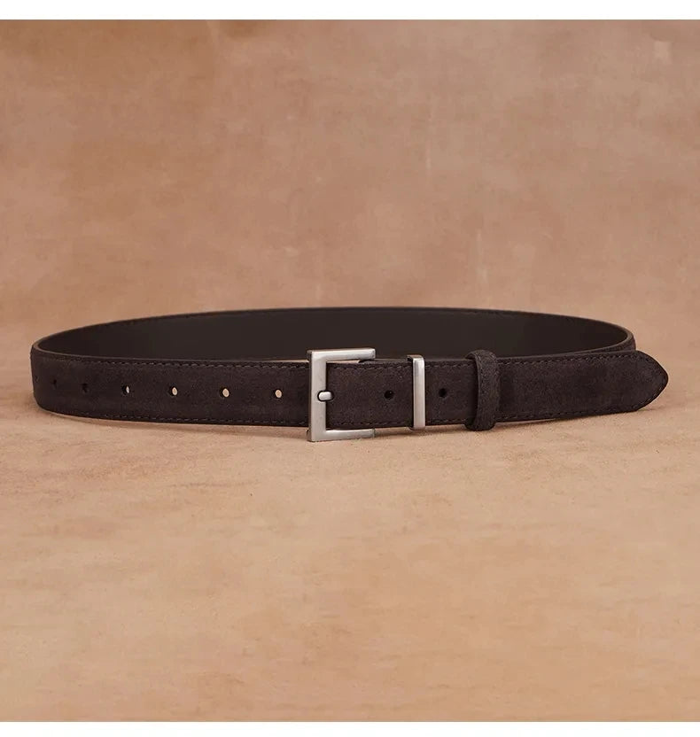 Luxury Cowhide Leather Belt - Adjustable Square Buckle