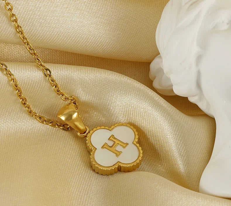 Elegant Initial Letter Necklace - Lucky Shell Gold Pendant