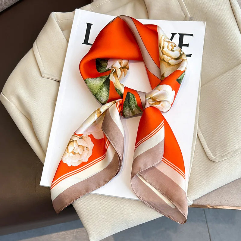 Luxury Silk Scarf - 70x70cm Square Shawl & Headband