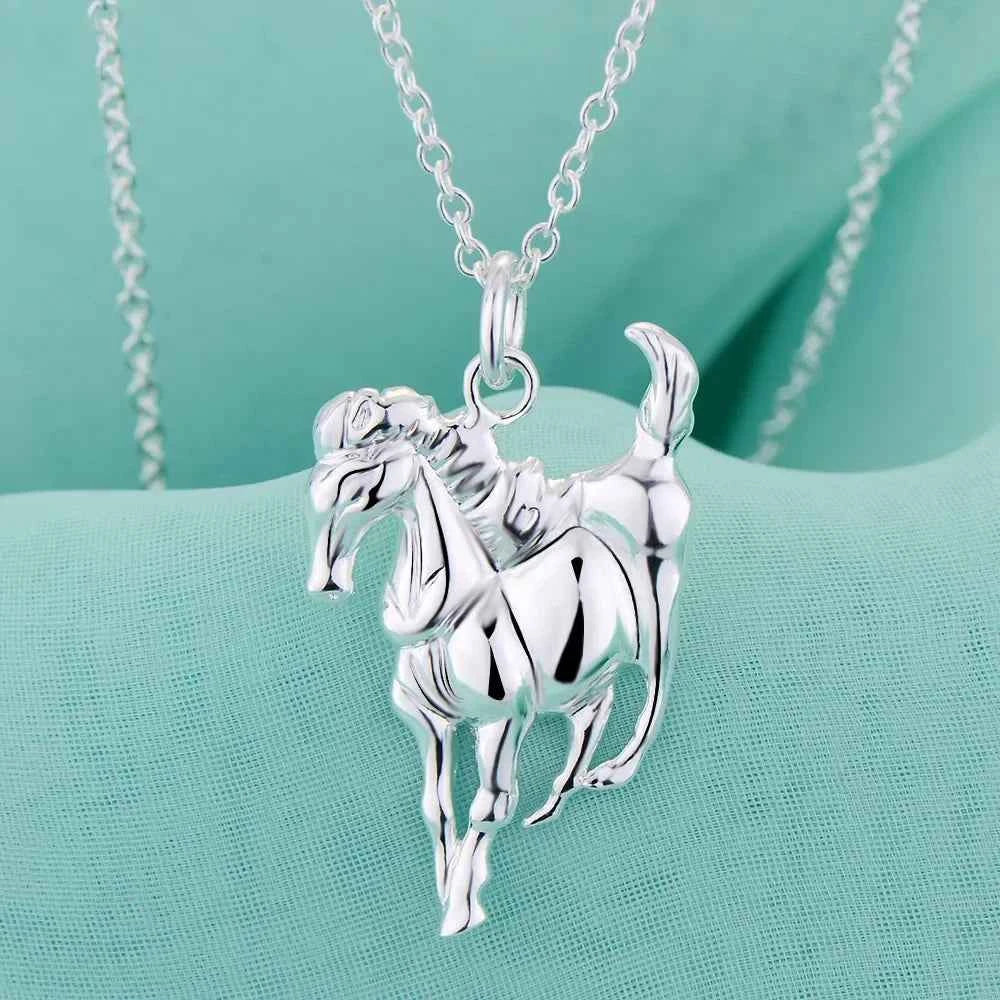 Elegant Sterling Silver Horse Necklace - 18 Inch Pendant