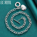DOTEFFIL 925 Sterling Silver Double Heart Necklace Bracelet Set For Women Man Wedding Engagement Party Jewelry