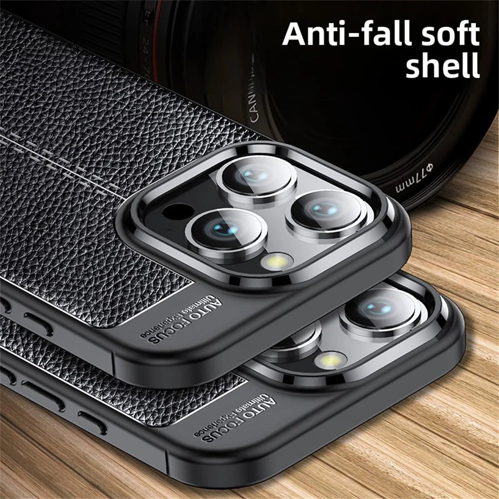 Premium iPhone Protective Case - Leather Texture Shockproof
